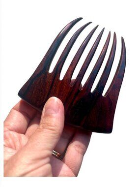 Vintage Hand-Carved Brazilian Rosewood Afro Pick Comb – Wide Tooth Hair Pick